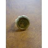 14K GOLD MOUNTED GENTLEMANS RING INSET WITH 1925 GOLD INDIAN HEAD EAGLE COIN SIZE P 10.