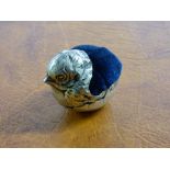 HM CHESTER SILVER SAMPSON MORDAN AND CO NOVELTY PINCUSHION IN THE FORM OF A CHICK HATCHING A/F