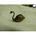 HM BIRMINGHAM SILVER NOVELTY PINCUSHION MODELLED AS A SWAN (CUSHION DEFICIENT) BY E.A.W 1.