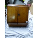 OAK SLOPE FRONTED DESK TOP STATIONARY BOX 41CM X 37CM APPROX