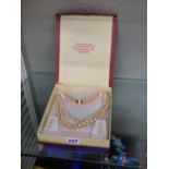 BOXED SIMULATED PEARL CHOKER & EARRING SET