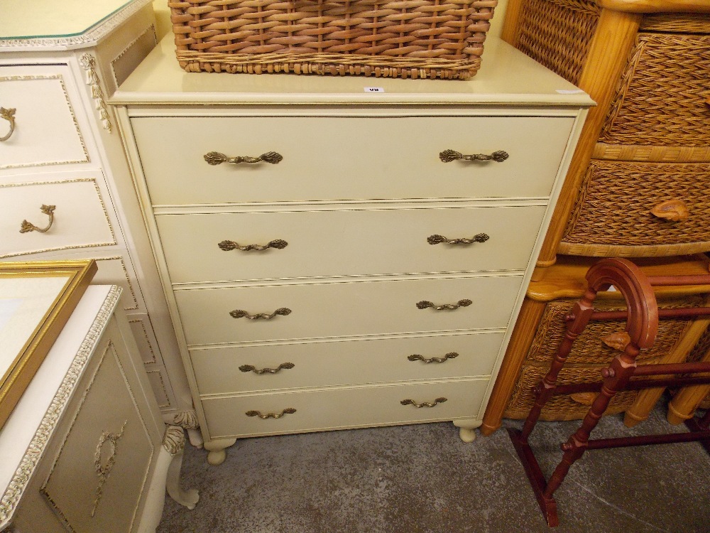 CREAM FIVE DRAWER CHEST