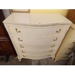 FRENCH STYLE CREAM SERPENTINE FIVE DRAWER CHEST