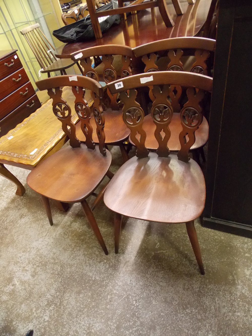 SET OF FOUR ERCOL PRINCE OF WALES PLUME CHAIRS