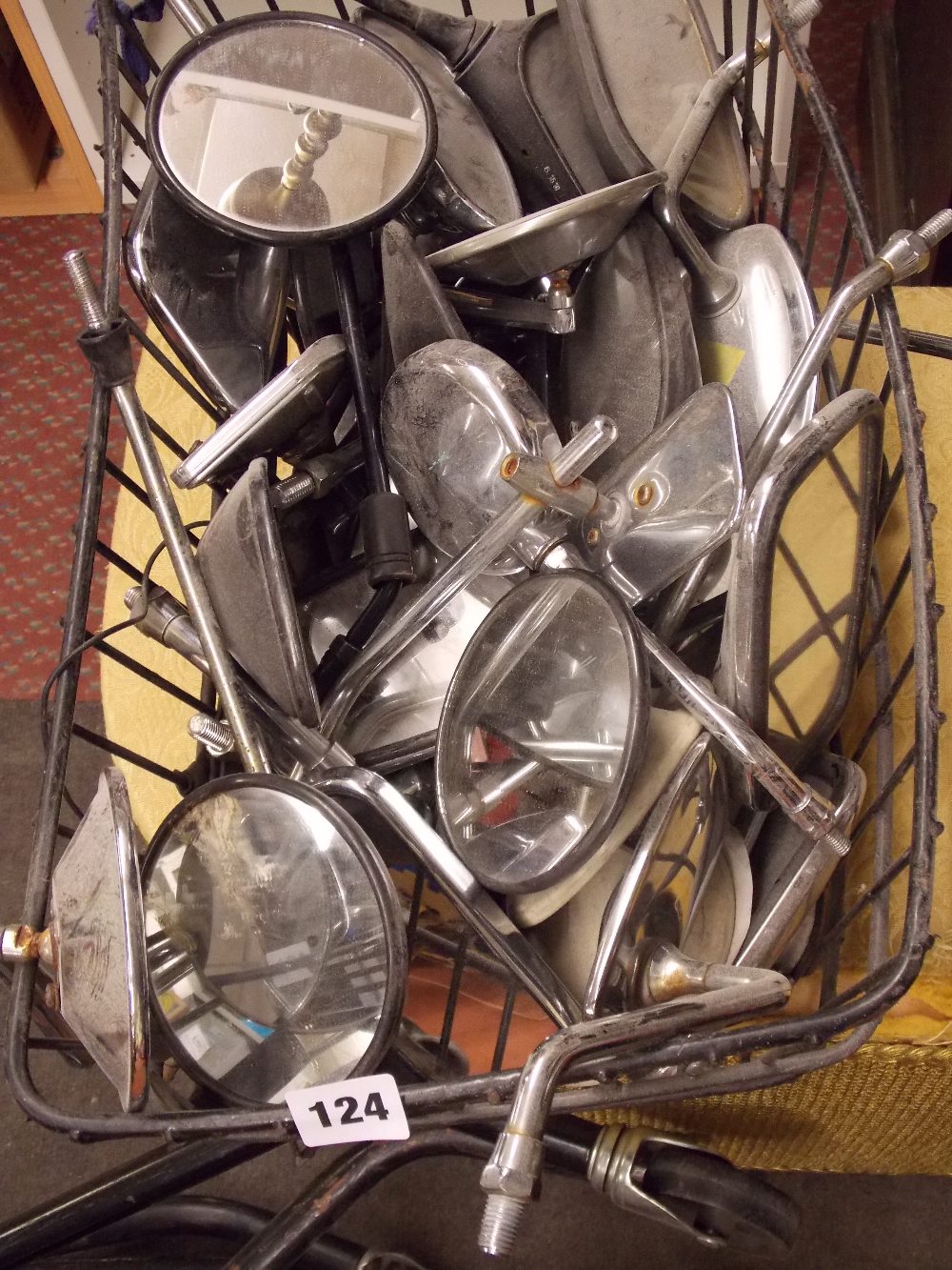 BASKET OF WING MIRRORS AND MOPED SEALS