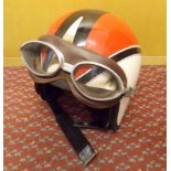 VINTAGE BOXED KANGOL METEOR MOTOR RACING HELMET AND LEATHER GOGGLES