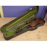 CASED VIOLIN WITH TWO BOWS A/F