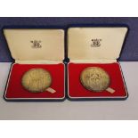 TWO BOXED ROYAL MINT HM SILVER COMMEMORATIVE MEDALS 25TH ANNIVERSARY CORONATION OF HM QUEEN