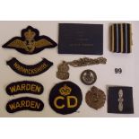 A SELECTION OF MILITIARY SEW ON INSIGNIA BADGES INC: WARDEN C.