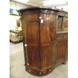 19TH CENTURY MAHOGANY HANGING BOW FRONT CORNER CUPBOARD