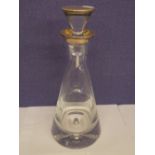 HM BIRMINGHAM SILVER MOUNTED CONICAL GLASS DECANTER 32CM HIGH APPROXIMATELY