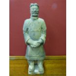 19TH CENTURY TERRACOTTA STATUE OF CHINESE QIN SHI HUANG SOLDIER 75CM HIGH APPROXIMATELY