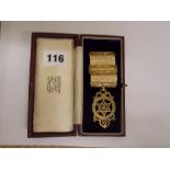 HM LONDON SILVER GILT MASONIC MEDAL BY MASONIC OUTFITTERS TOYE AND CO IN ORIGINAL BOX