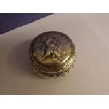 HM LONDON SILVER LIDDED POT DECORATED WITH CHERUB,