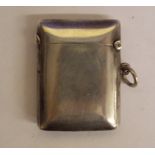 HM SHEFFIELD SILVER VESTA CASE WITH PLAIN FRONT AND REVERSE