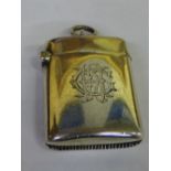 HM LONDON SILVER VESTA CASE WITH ENGRAVED MONOGRAM. PLAIN TO REVERSE, DATED 1903.