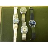 TWO VINTAGE TIMEX WRISTWATCHES,ON STAINLESS STEEL BRACELET STRAPS,