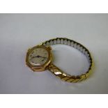 9CT YELLOW GOLD CASED FEDERAL WRISTWATCH ON EXPANDING STRAP