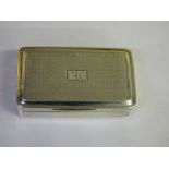 HM BIRMINGHAM SILVER SNUFF BOX WITH ENGINE TURNED DECORATION AND MONOGRAM ENGRAVED TO CENTRE OF THE