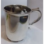 LONDON SILVER 1726 BELLIED TANKARD WITH SCROLL HANDLE AND SKIRTED BASE 11oz APPROX