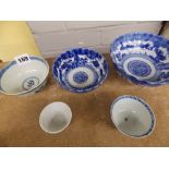 VARIOUS ORIENTAL TEA BOWLS 16CM DIAMETER