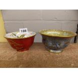 WEDGWOOD GILT LUSTRE BOWL AND AYNSLEY BOWL DECORATED WITH GEESE 11CM