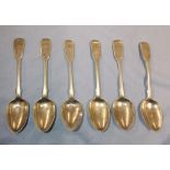 SET OF SIX SILVER SPOONS WITH MONOGRAM ENGRAVED INITIAL