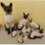 BESWICK SIAMESE CATS SITTING AND RECUMBENT