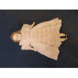 19TH CENTURY WAX DOLL 61CM OVERALL