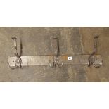 WROUGHT IRON WORK THREE PEG HAT AND COAT RACK 71CM H