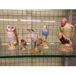 BESWICK POTTERY BIRD GROUPS - WOODPECKER, BUDGIE, BARN OWL,