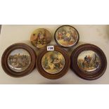 FIVE PRATT WARE POT LIDS THE TIMES UNFRAMED - HIDE AND SEEK, THE BEST CARD,