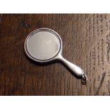 BIRMINGHAM SILVER BACKED MINIATURE VANITY MIRROR WITH REEDED FACHE DECORATION 7CM