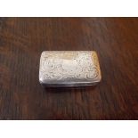 BIRMINGHAM SILVER GILT SNUFF BOX OF RECTANGULAR FORM ENGRAVED WITH ACANTHUS SCROLL DECORATION 4.