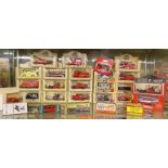 SHELF OF MINT AND BOXED LLEDO AND MODELS OF DAYS GONE BY FIRE ENGINES