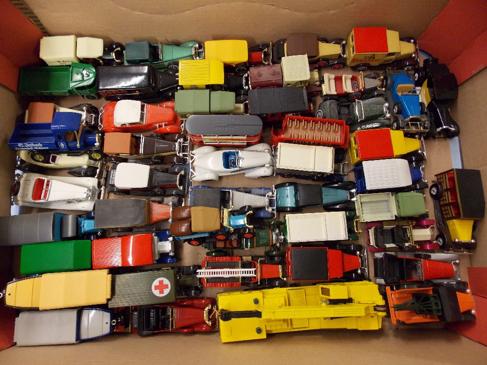 CARTON OF UNBOXED MAINLY MATCHBOX DIECAST VINTAGE CARS AND WAGONS