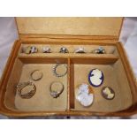 CASE OF THREE CAMEO VARIOUS SILVER CZ RINGS