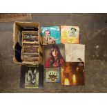 BOX OF VINYL 45 RPM RECORDS INCLUDING THE BEATLES AND 1960S POP, PLUS LP RECORDS, T.