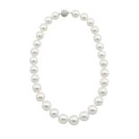 SINGLE GRADUATED STRAND OF SOUTH SEA PEARLS (13.0mm to 15.6mm) completed with a 14k white gold clasp