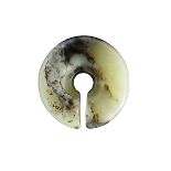 A JADE SLIT DISC, HONGSHAN CULTURE, NEOLITHIC PERIOD OR LATER 紅山文化玉玦 Of a pale green-yellow tone,