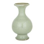 CELADON GLAZED ‘SHOU’ VASE, KANGXI PERIOD (1662-1722) 清康熙 豆青釉暗花壽字瓶 Supported on a flared foot,