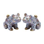 A PAIR OF CHINESE CLOISONNÉ CENSERS AND COVERS SHAPED AS PANDA BEARS, EARLY 20TH CENTURY 20世紀早期