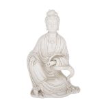 BLANC DE CHINE GUANYIN, 19TH/20TH CENTURY 19/20世紀 德化白瓷坐姿觀音 Of serene presence, seated with one