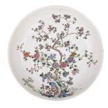 A MASSIVE FAMILLE ROSE CHARGER, KANGXI MARK AND 19TH CENTURY 19世紀 康熙款 粉彩花鳥圖盤 Heavily potted with