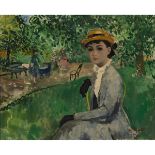 FRANCOIS GALL (1912-1987)YOUNG WOMAN IN A PARKLANDOil on canvas; signed at Paris lower right, 20"