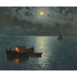 GUILLERMO GOMEZ GIL (1862-1942)NOCHE DE LUNAOil on canvas; signed lower left, titled verso, 29.5"