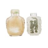 TWO ROCK CRYSTAL SNUFF BOTTLES, 19TH AND 20TH CENTURY 清十九世紀 水晶鼻煙壺兩件 One of rounded rectangular form,