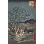 UTAGAWA HIROSHIGE (1797-1858) THREE WOODBLOCK PRINTS 歌川廣重 20th Century reproduction, ink and