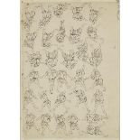 KATSUSHIKA HOKUSAI (1760–1849) FIGURE STUDIES, ORIGINAL BRUSH DRAWING 葛飾北齋 人物研究繪 Ink on paper, 11" x