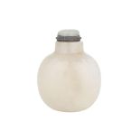 A WHITE JADE SNUFF BOTTLE, 19TH CENTURY 清十九世紀 白玉鼻煙壺 The bottle carved in a smooth, rounded form, the